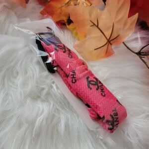 Stylish Pink and Black Wristlet Keychain With Pattern